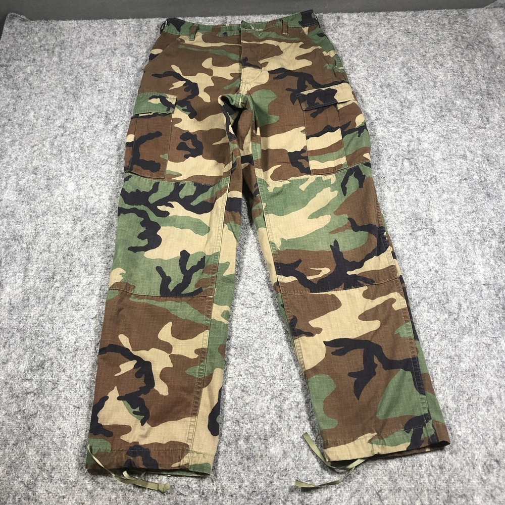 Vintage US Army BDU Cargo Pants Small Regular Woodland Camo 1995 Military Combat